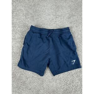 Gymshark Crest 7" Shorts Mens Small Navy Blue White Logo Drawstring GMSH5015